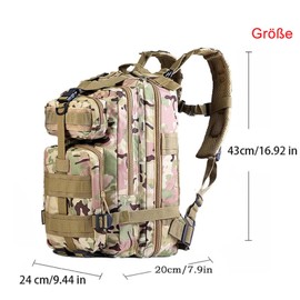 CINGHI LUSSO 25L Military Tactical Backpack Hiking Backpack Men's Molle Backpack Trekking Backpack Military Backpack Outdoor Backpacks for Hiking, Camping and Travel, black