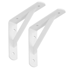 SOTECH Set of 2 Shelf Brackets (150 x 125 x 30 mm, White, Powder Coated), Coat Rack with Cross Brace for Stabilisation