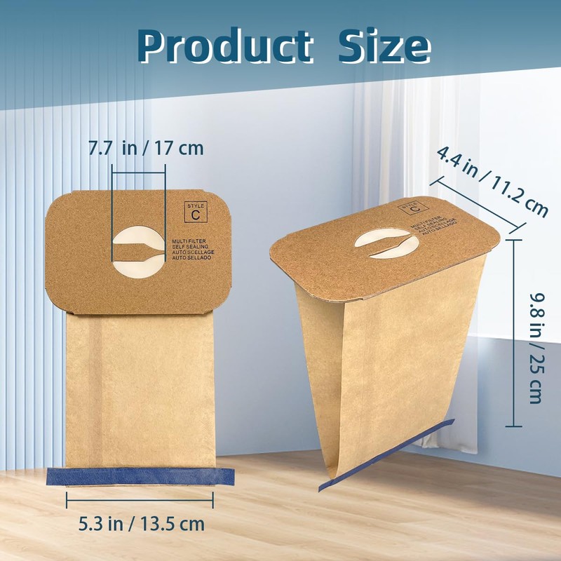 15 Pack Style C Vacuum Cleaner Bags Replacement for Electrolux