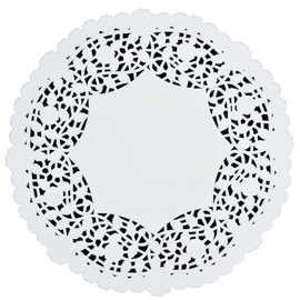 White Round Paper Lace Doilies (Pack of 100) by The Baker Celebrations; Made in Canada (4-inch)