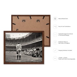 Poster Master Vintage The Babe Bows Out Poster - Retro Babe Ruth Retires Print - Sports Art - Baseball Art - Gift for Him, Men, Athlete - Decor for Man Cave, Gym, Living Room, 8x10 Brown Framed