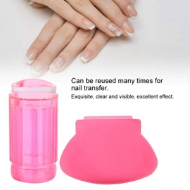 Sello para arte de uñas, sello de silicona para uñas esmalte de uñas transparente sello cabeza sellos para uñas para bricolaje placas de estampado para arte uñas (Rojo transparente)