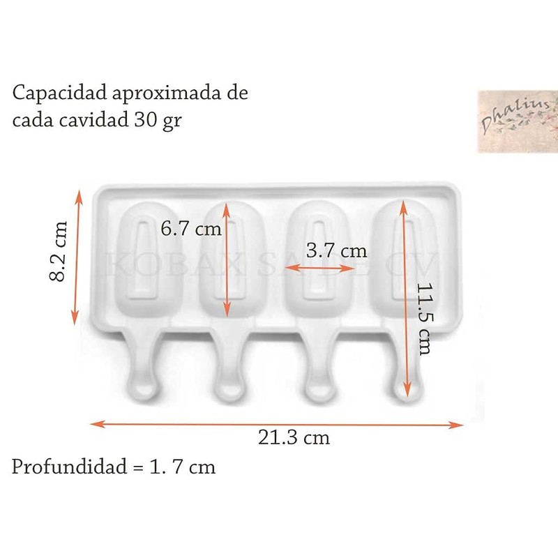 Molde de silicon para paletas mini magnum