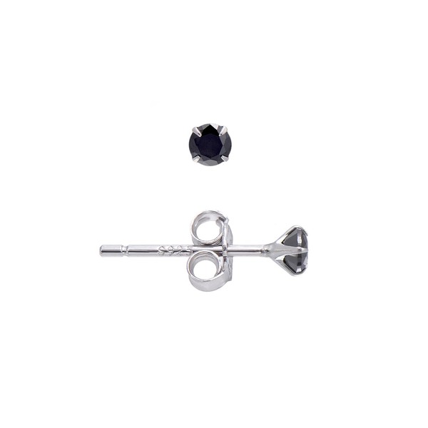 3MM Sterling Silver Earrings Obsidian Black Cubic Zirconia Studs for