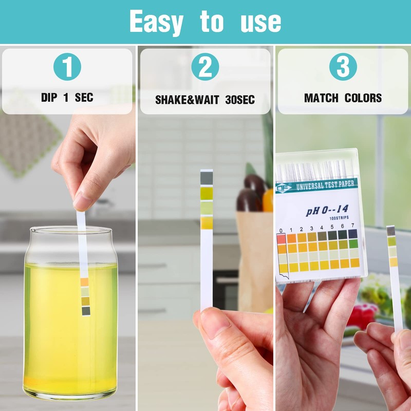 200 Strips Plastic Ph Test Strips, Universal Ph 0-14, Litmus