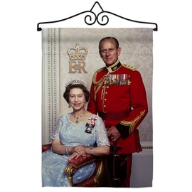 The Queen & Prince Philip Garden Flag - Set Wall Hanger Sweet Life Sympathy Remembrance Memorial Bereavement Love Support Emotion Postive - House Banner Small Yard Gift Double-Sided 13 X 18.5