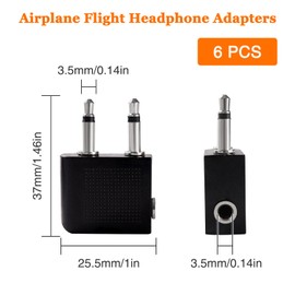 KUOQIY 6 Stücke 3.5mm Flugzeug Adapter, Airline Airplane Flight Adapter für Kopfhörer, Flugzeugadapter für Kopfhörer/Ohrhörer, Vernickelt