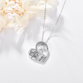 praymos Giraffe Family Necklace in Sterling Silver Cute Animal Pendant Lover Gift for Daughter Mom Jewellery Charm