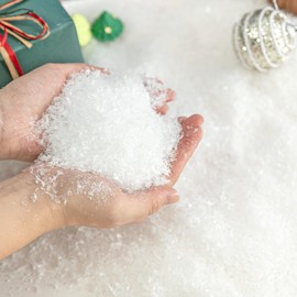 Jocomoni 100g/3.6oz Christmas Artificial Snow Decoration Xmas Fake Snow Powder Filler Glitter Craft Snowflake for Christmas Party Winter Decoration Supply