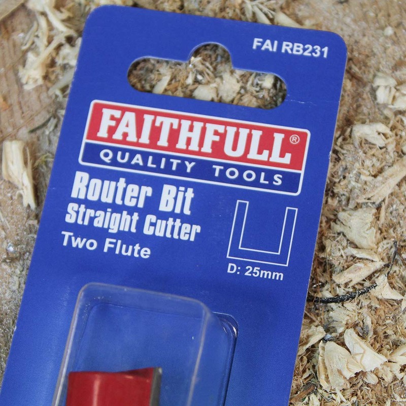 Faithfull Router Bit TCT Two Flute 25.0mm x 25mm 1/4in