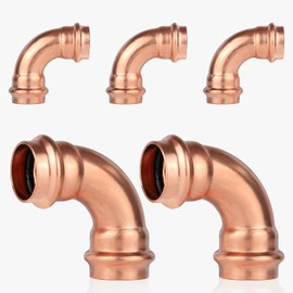 (Pack of 5) EFIELD 1" x 1" Copper Press Fit 90 Degree Elbow Fittings For Copper Tube Connection,(PRESS033)