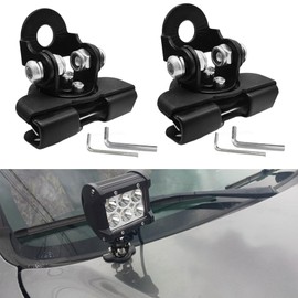 HQRNYP 2PCS LED Light Bar Mounting Brackets, Ditch Light Brackets, Adjustable Car Pillar Hood Lighting Mount Clamp Holder with Hex Wrenches, Auto Lamp Accessories Fit for Off-Road Truck SUV (Black)