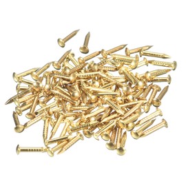sourcing map 120 Pcs Small Tiny Nails 1.2mmx8mm(DXL) Tiny Brass Nails Hardware Nails Small Nail for Wooden DIY Decorative Boxes Household Accessories, Brass Tone