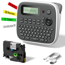 Vixic Label Maker, Label Maker Machine with-Tape 12mm 0.47 Laminated White, D210S Portable Label Maker with Keyboard, Labeler Label Maker Machine with Multiple Fonts for Home Office Organization