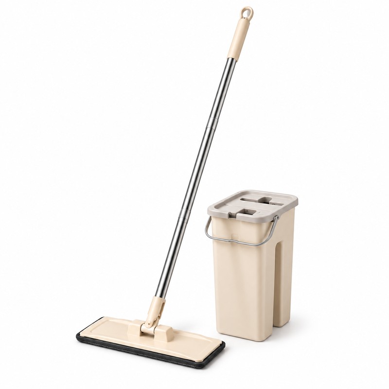Flat Squeeze Mop with Spin Bucket – Hands-Free Microfiber Floor