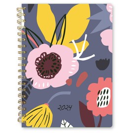 Pierre Belvédère - 2024 Bilingual Annual Agenda - Weekly Planner - 6.3” x 8.5” - Botanical Yellow - Year, Monthly and Weekly Planner - Hardcover, Spiral Binding - 4422676