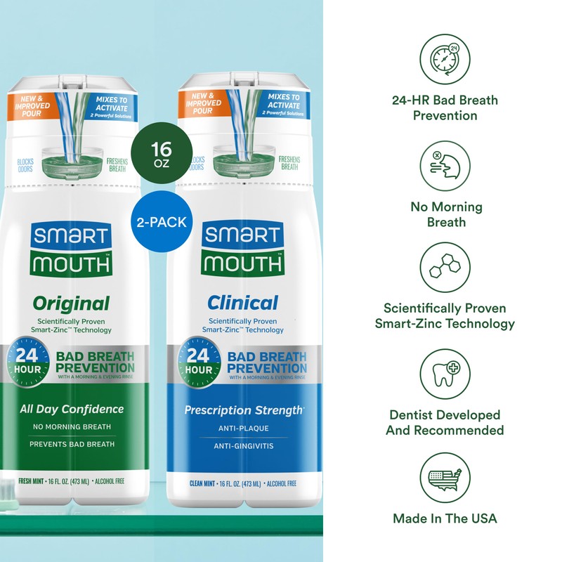 SmartMouth Original & Clinical Zinc Activated Mouthwash Bundle - All-Day