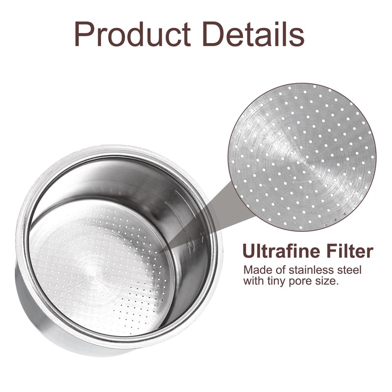 uxcell 1Pcs 51mm Coffee Filter Basket, 4-Cup Stainless Steel Reusable