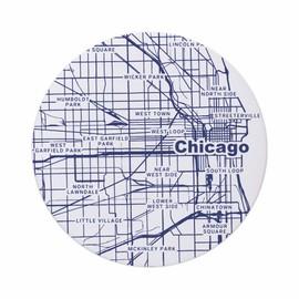 Blue Ridge Mountain Gifts - Chicago Coasters, Set of 4 - Over 40 Ink Colors - Chicago IL Souvenir, Ceramic Coasters with Vivid Map Design, Housewarming Gift for Friends, Family, & Neighbors