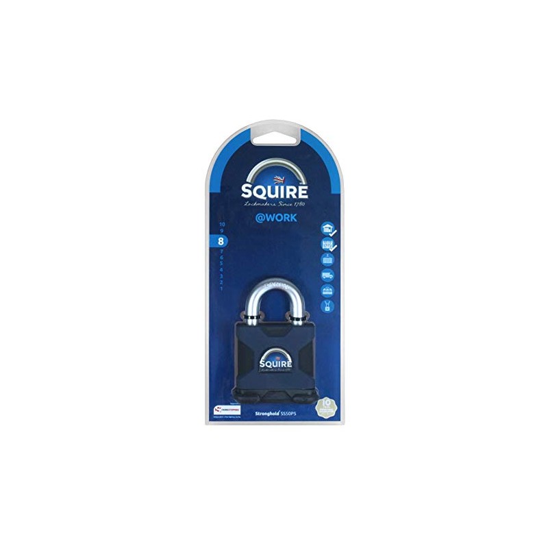 Henry Squire Stronghold P5 Cylinder Open Shackle Steel Padlock, 50