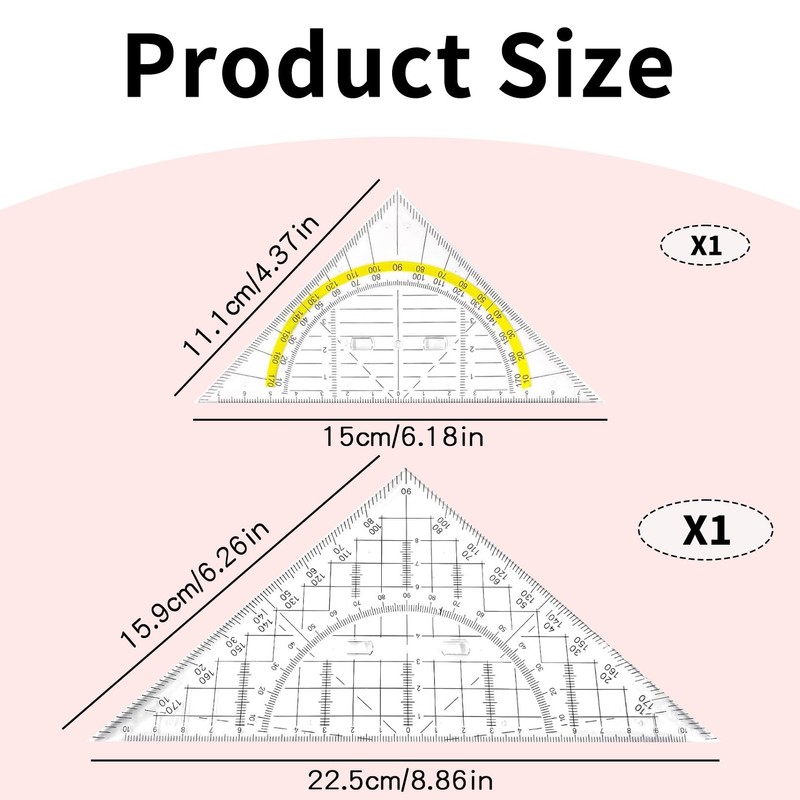 Set Square with Handle, Set Square Small, 16 cm +