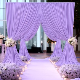 10ft x 7ft Lavender Backdrop Curtain for Parties Wedding Light Purple Wrinkle Free Backdrop Drapes Panels for Baby Shower Birthday Party Photo Photography Polyester Fabric Background Decoration