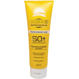 Fotosun UV 100 Protector Solar Facial y Corporal Fps 50 Crema Protección contra los Rayos del Sol a Prueba de Agua Crema Fotoprotectora para Todo Tipo de Piel Hipoalergénico Uso Diario 125ml