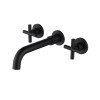 Modern Wall Mount Bathroom Sink Faucet Matte Black 2 Handle