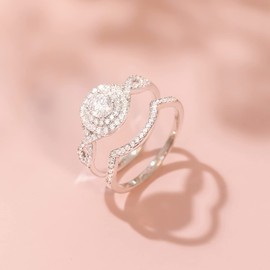 Mameloly 0.5ct Wedding Rings for Women Round Bridal Ring Sets Cubic Zirconia Engagement Promise Rings for Her Size 9.5