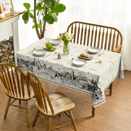 Horaldaily Tractor Milk Farm Rectangular Tablecloth 60x84 Inch, Vintage Cow House Washable Seasonal Table Cover for Party Picnic Dinner Decor