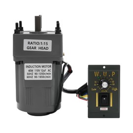 Jiabailie Speed Controlled Motors,110V 40W High Torque AC Motor,Single Phase Electric Motor with Gearbox,Geared Mo-tors,Variable Speed Motor,Reversible Gear Motors,Adjustable Controller Governor 15K