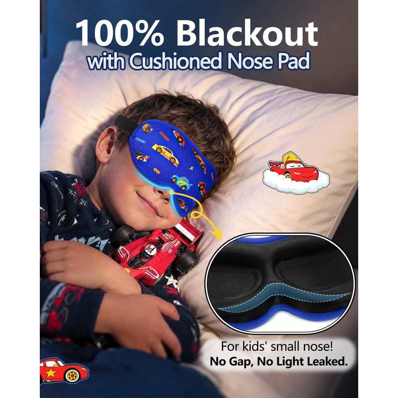 BeeVines Kids 3D Contoured Sleep Mask, 100% Blackout Sleeping Eye