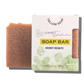 Simple Sophistication Tallow natural soaps (2 count of 4.3 oz), Natural | Moisturizing soap bar for Face & Body Wash | Sulfate free | Phthalate free - Handmade in USA (Coconut Cream Pie)