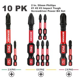 Geinxurn Anti-slip Hex Impact Tough Magnetic Screwdriver Bits Set 2 in. PH1/PH2/PH3 Insert Driver Bits,10Pack 1/4 Inch Hex Shank Phillips Cross Screwdriver Bits Set