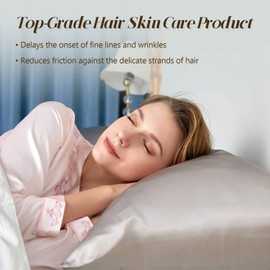 Ethlomoer 100% Natural Pure Silk Pillowcase for Hair and Skin, 19 Momme on Both Sides, 600 Thread Count, Design with Hidden Zip, 1 Piece, 80 x 80 cm, Taupe