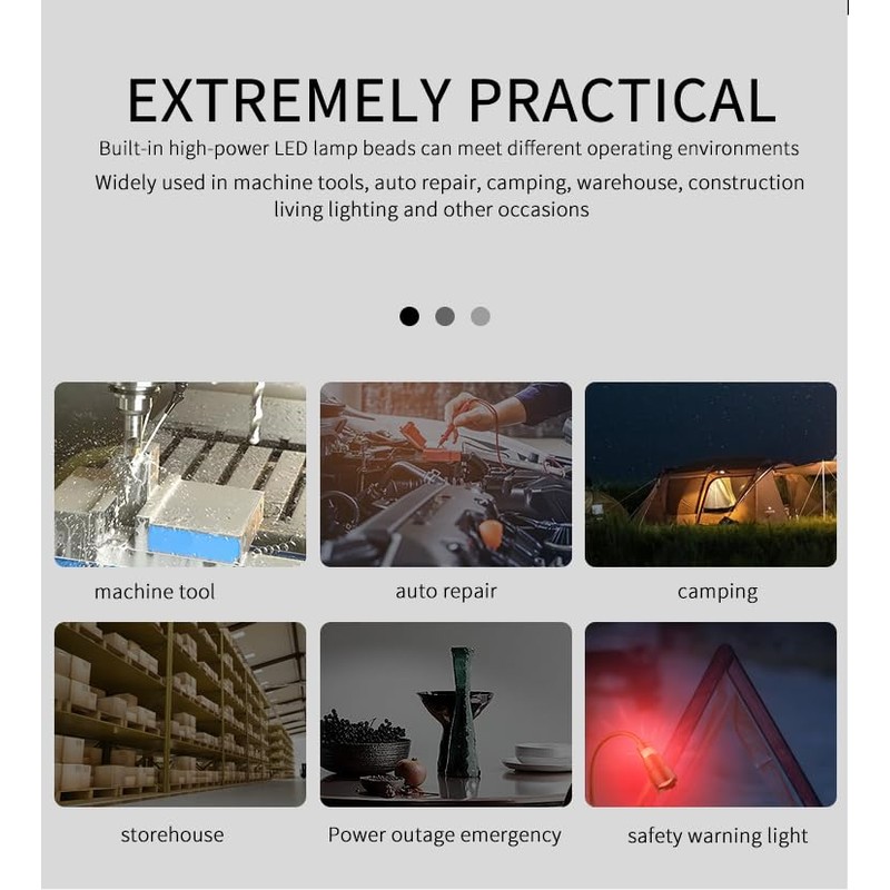 LED Rechargeable Work Light, 1000 lumens with Gooseneck, Flashlight with