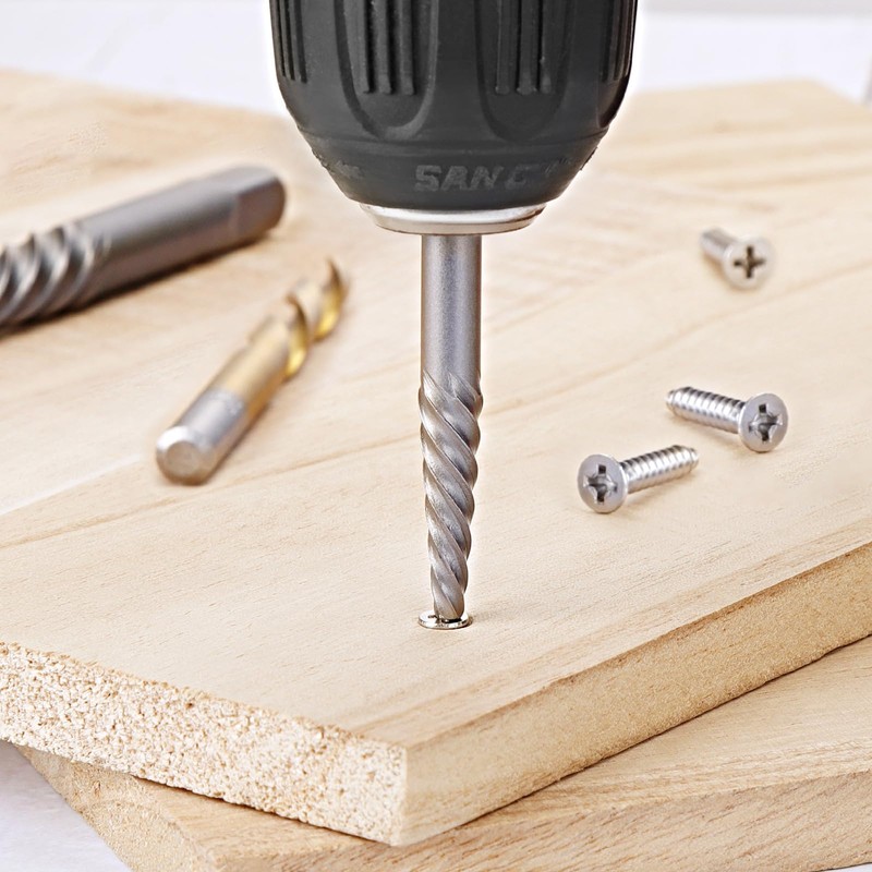 HSEAMALL 10PCS Screw Extractors with Left Hand Cobalt Drill Bits