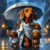 MAXBYE Dachshund Family in Rain Diamond Painting Kit for Adults.