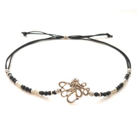 BOOT JEWELRY SHOP Hat Band Octopus Concho Black Onyx Beads Fits Western Cowboy Brim Hat Steampunk Victorian Alt Style Adjustable One Size Gift Boxed