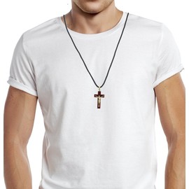 Catholica Shop Catholic Religious Wear Jesus Christ Crucifix Cross Wooden Pendant Necklace For Favors and Special Occasions - 1.5 inches Cross - Pack of 6 Units