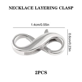 2Pcs Double Opening Necklace Clasp, 925 Sterling Silver Lobster Clasps, Sterling Silver Bracelet Clasps, for DIY Jewelry Making, Bracelet and Necklace Extender
