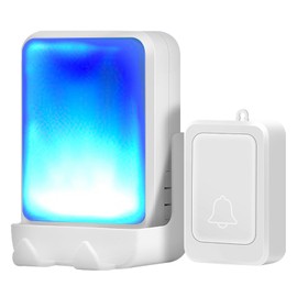 Loud Flash Doorbell with 7 Colors of Bright Light and 4 Volumes, Wireless Doorbells 600 feet, at Home/Office,Suitable for the Elderly, Hearing Impaired People (white)