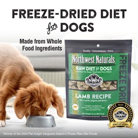 Northwest Naturals Freeze-Dried Lamb Dog Food - Bite-Sized Nuggets - Grain-Free, High-Protein, Raw Diet, Human-Grade, Limited Ingredients, All Natural, Nutrient-Dense, Healthy & Nutritious - 25 Oz