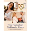 Suplight Heart Pendant Neckalces for Women, Triple Floating Heart Necklaces