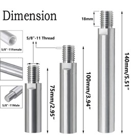 JUNLIXN 5/8"-11 Angle Grinder Extension Shaft Rotary Connecting Rod with Adjustable Angle Grinder Pin Wrench Lock-Nut Spanner and Flange Nut kit