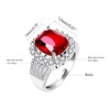 Uloveido White Gold Plated Cushion Cut Simulated Ruby Rings Adjustable,