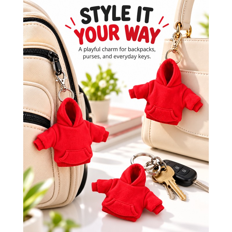 Mini Hoodie Stress Ball Keychain – Cute Detachable Sweatshirt Key