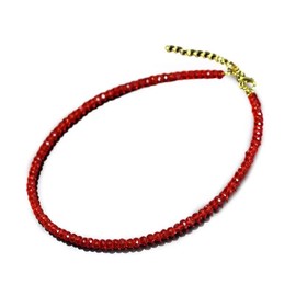 twinkle eye Handmade Red Natural Crystal Beaded Choker Necklace Spinel Multi Faceted Crystal Beads Choker Beaded Necklace for Women