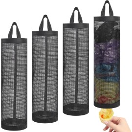 Aeaocvo 4 Pcs Plastic Bag Holder, Mesh Grocery Bag Holder Hanging Storage Bags