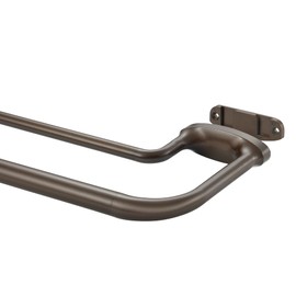 Mayrhyme Dark Bronze Double Curtain Rods for Windows 28-48 Inches,1 Inch Adjustable Double Wrap Around Blackout Curtain Rod with Aluminum Finials and Brackets